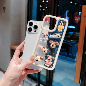 Coque de téléphone portable motif chiot de dessin animé et chien avec nœud pour iPhone 17 Air 16 15 14 13 Pro Max, motif chat KT, en résine 3D, mignonne, DIY, étoiles, amour, coque arrière - Product Image 4