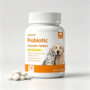 Comprimés à mâcher probiotiques Waylemo pour chiens et chats, probiotiques pour chiens, santé intestinale, fonction digestive et soutien immunitaire, 120 comprimés - Product Image 1