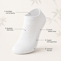 Chaussettes de randonnée en bambou OEM personnalisées, coupe basse, performance, amorties, respirantes, en maille, anti-odeur naturel, vente en gros