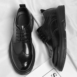 <b>Men's</b> <b>Brogue</b> Carved Business Formal Leather Shoes Low Top Lace-up <b>Brown</b> Casual Leather Shoes for <b>Men</b> - Product Image 2