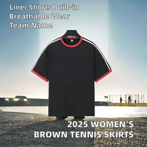 Faldas de tenis transpirables de nailon/spandex marrón para mujer 2026 con pantalones cortos interiores, personalizables con nombre de equipo, ropa deportiva para adultos - Product Image 2