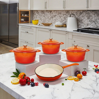 Fourniture directe de la source Pot en fonte émaillée de cuisine 4 pièces, ensemble de casseroles antiadhésives prix d'usine