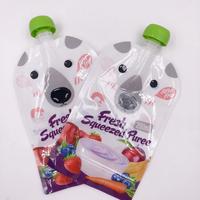 Pochette à bec à presser imprimée personnalisée sans BPA, fermeture à glissière rechargeable et réutilisable pour les aliments bio faits maison pour bébés et enfants