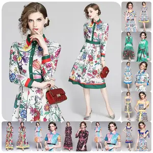 High quality custom summer dress printed sexy flower long dress flowing and sunny casual women dress