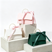 Boîte cadeau de luxe, kit DIY, élégante boîte à bonbons en papier avec poignée en perles, emballage cadeau exquis pour mariage, anniversaire, fête