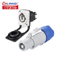 Connecteur industriel étanche CNLINKO gris en plastique PBt, prise femelle Powercon à 3 broches, taille de découpe 24 mm, montage sur panneau