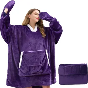 Cozy Soft Warm Giant Wearable Oodie Oversized Blanket Hoodie With Sleeves Huge Pockets