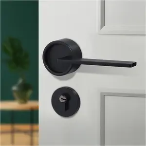Wholesale Split Bedroom Wooden Door Handle Simple Zinc Alloy Door Lever Handle Lock