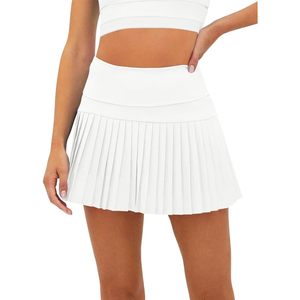 Jupe de tennis plissée taille haute pour femme avec short intégré, mini-jupe décontractée athlétique pour le golf, design color block - Product Image 1