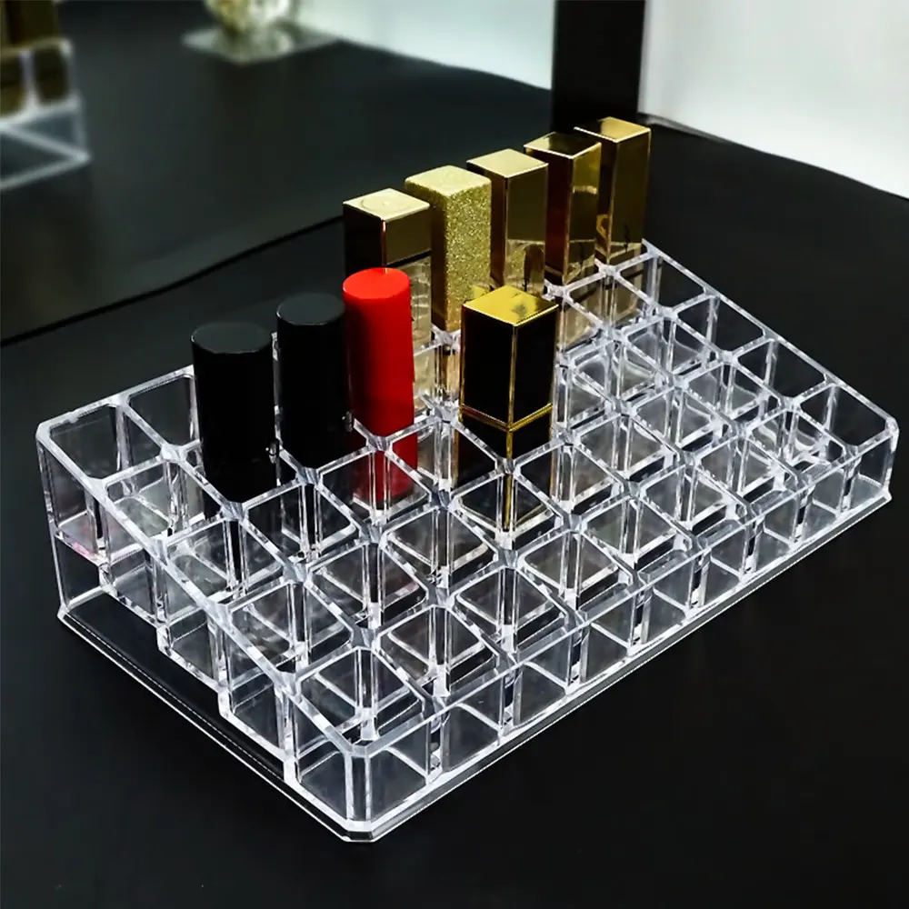 Multi-layer Desk Stackable Makeup Display Frosted Acrylic Deco Cosmetic Organizer Box Clear