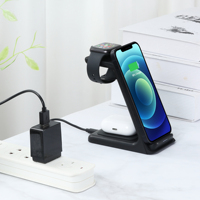 Estación de Carga Inalámbrica 3 en 1, Base de Carga Rápida para iPhone, iWatch, AirPods Pro, Soporte Universal para Teléfono Inteligente, Base de Escritorio