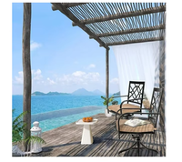 Ensemble de 2 chaises pivotantes contemporaines en acier pour patio, jardin, cour, avec coussin marron et rotation à 360°