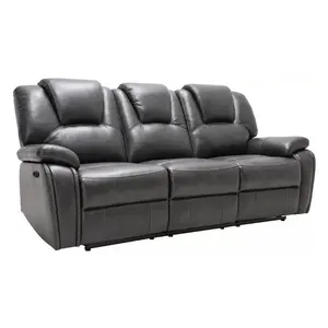 JKY 3 Seater Genuine Leather Loveseat Power Electric Motion Recliner Sofa Set Reclinable With Massage Function For Living Room