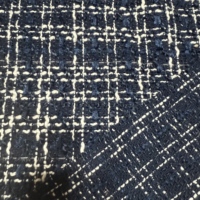 Tela Tweed a Cuadros Azul Marino y Blanco, 100% Poliéster, 421GSM, 57/58 Pulgadas, Tejido Grueso, Transpirable y Ecológico para Abrigos y Trajes