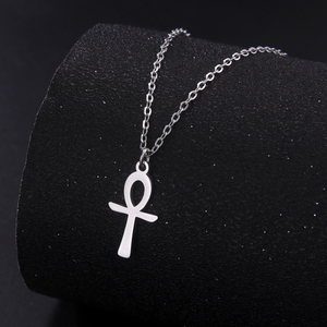 Ankh 십자가 이집트 부적 목걸이 스테인레스 스틸 생명의 열쇠 상징 십자가 펜던트 목걸이 여성 종교 보석 - Product Image 3