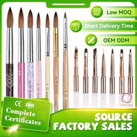 Pinceau à ongles en acrylique Kolinsky professionnel taille 18, pinceau à ongles en sable à crimpage, gel pour manucure, stylo de haute qualité, étiquette privée personnalisée, couleur métallique