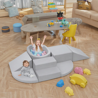 Jouets d'escalade pour tout-petits en mousse souple d'intérieur pour enfants avec fosse à balles en mousse à l'intérieur de l'ensemble de jeu souple rampant et coulissant