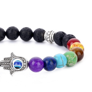 Bracciale Elastico PFT Health con 7 Chakra, Perle di Lava Nera Naturale da 8mm, per Yoga, Meditazione e Diffusione di Oli Essenziali - Product Image 6