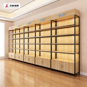 Estantes de Madera para Abarrotes JIUSHUN, Estante de Exhibición Resistente, Gabinete con Logotipo Personalizado, Estantes de Madera para Supermercados - Product Image 1