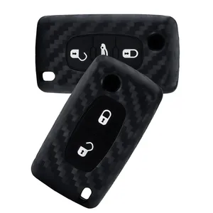 Étui de protection pour <span class=keywords><strong>clé</strong></span> à <span class=keywords><strong>2</strong></span> ou 3 <span class=keywords><strong>boutons</strong></span> pour Citroën C-Crosser <span class=keywords><strong>C3</strong></span> C4 Picasso Berlingo, compatible Peugeot Partner Tepee 207 307 308 407, avec porte-clés - Product Image 5