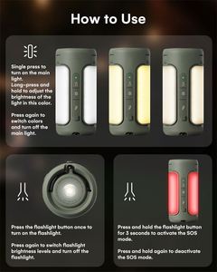 Powerbanks ชาร์จโทรศัพท์ได้อเนกประสงค์กลางแจ้ง SOS ไฟ LED เต็นท์เดินทางพับได้ตั้งแคมป์ - Product Image 3