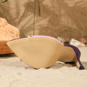 Nuevas Sandalias de Tacón de Aguja con Punta Puntiaguda Estilo Europeo Americano con Tachuelas, Tacones Súper Altos, Sandalias Peep-toe con Punta Puntiaguda y Bloques de Color - Product Image 6