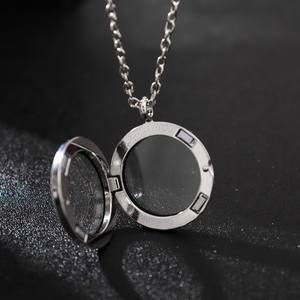 Neuankömmling Runde Glas Foto rahmen Halskette Zierliche Edelstahl kette zu öffnen Diy Anhänger Halskette Geschenke für Frauen Schmuck - Product Image 2
