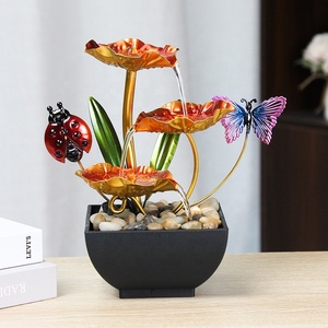 Indoor Tabletop Water Fountain with <strong>Rocks</strong> and LED Ring Lights Desktop Fountains for Home Bedroom Living Room Office Decor - Product Image 4