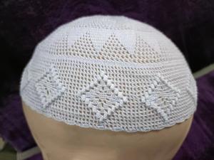 かぎ針編みイスラム教徒の帽子純粋な高グレードイスラム教徒の祈りの細かい糸白いイスラム教徒の帽子男性イスラム教徒の祈り<span class=keywords><strong>Kufi</strong></span>帽子 - Product Image 4