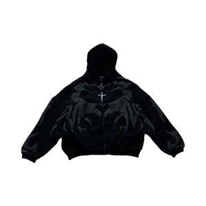 Sweat-shirt à capuche pour homme en coton biologique 100% imprimé à l'écran, style Harajuku, automne américain, nouveau style, rue sombre, 410g - Product Image 4