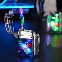 Lampe de poche LED colorée briquet étanche Design Scorpion créatif briquet électrique à double arc transparent