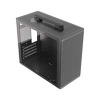 0.8mm SPCC TG Glass Mini-ITX Motherboard Mid Tower Portable PC Case with Tempered Glass Side Panel and 12cm Front Cooling Fan