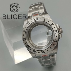 Bliger Explore <span class=keywords><strong>Master</strong></span> 41mm caja de reloj de acero inoxidable de lujo pantalla <span class=keywords><strong>GMT</strong></span> de cristal resistente al agua 904L pulsera NH34NH35NH36 parte reloj - Product Image 3