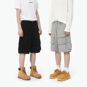 Pantaloncini Cargo in Denim di Cotone Personalizzati con Tasche Multiple, Pantaloni <span class=keywords><strong>Corti</strong></span> Casual Larghi per Uomo - Product Image 2