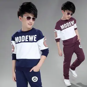 Wholesale Clothes For Kids Autumn Boy Suits Long Sleeve Printing Pullover 2 Piece Set Boys Clothes 7 Years To 12 Years