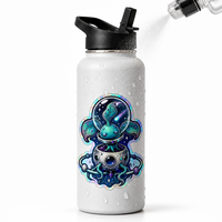 Pack d'autocollants personnalisés Kawaii Alien Spatial Brillants et Imperméables en Vinyle – Autocollants Mignons Méduse, Scarabée, Lune pour Bouteille d'Eau et Coque de Téléphone