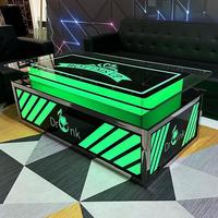 Table de bar lumineuse KTV moderne et minimaliste de luxe en titane doré, verre trempé et acier inoxydable, fabriquée en Chine