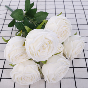QIHAO 7-Headed Royal Rose <b>Artificial</b> Flowers 40cm Plastic Silk Wedding <b>Bouquet</b> Home Decoration - Product Image 4
