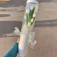Caja de Regalo de Rosas con Impresión Personalizada Premium, Tubo de Papel Largo y Redondo de Lujo para el Día de San Valentín o Bodas
