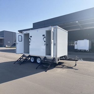 Baños Portátiles de Lujo para Exteriores, Remolque de Baño de 3.5 Metros, Moderno, con 2 Cabinas, Estructura de Acero Móvil, Panel Sándwich - para EE. UU. - Product Image 1