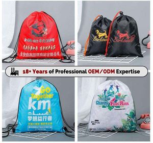 Custom Plain Nylon Shopping <b>Drawstring</b> Bag With Logo Promotional Nylon Carry Draw String Gift Gym Bag Sports <b>Backpack</b> Bag - Product Image 4