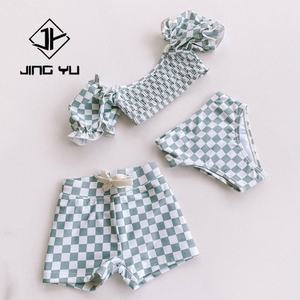 Traje de Baño para Niños con Diseño de Fábrica en Oferta, Estampado a Cuadros, Traje de Baño para Bebés, Traje de Baño para Niños con Estampado de Poliéster Reciclado Personalizado - Product Image 1