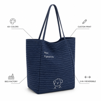 Sac de courses réutilisable pliable réversible avec logo personnalisé, grande capacité, en toile, pour événements, vente en gros