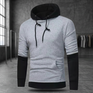 Sudadera con Capucha para Hombre, Casual, 100% Algodón, Forro Polar, Diseño Liso de 2 Colores, Invierno, Teñido Liso, Poliéster/Algodón - Product Image 3