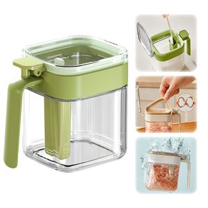 Cozinha Comida Tempero Pó Armazenamento 400ml Potes de Vidrio Recipiente com Compartimento Integrado para Colher de Temperos - Product Image 1