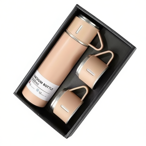 Set di bottiglie sottovuoto in acciaio inossidabile da 500 ml con 2 tazze, thermos da viaggio per caffè, tè, acqua, design minimalista, confezione regalo inclusa - Product Image 1
