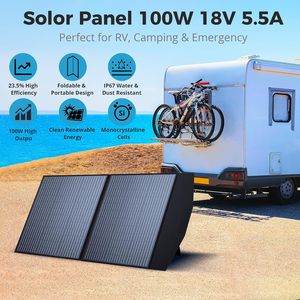 ALECTER 100W 18V Monocrystalline <b>Solar</b> <b>Panels</b> <b>Foldable</b> Portable Waterproof Design for Outdoor Camping RV Emergency Power Supply - Product Image 2
