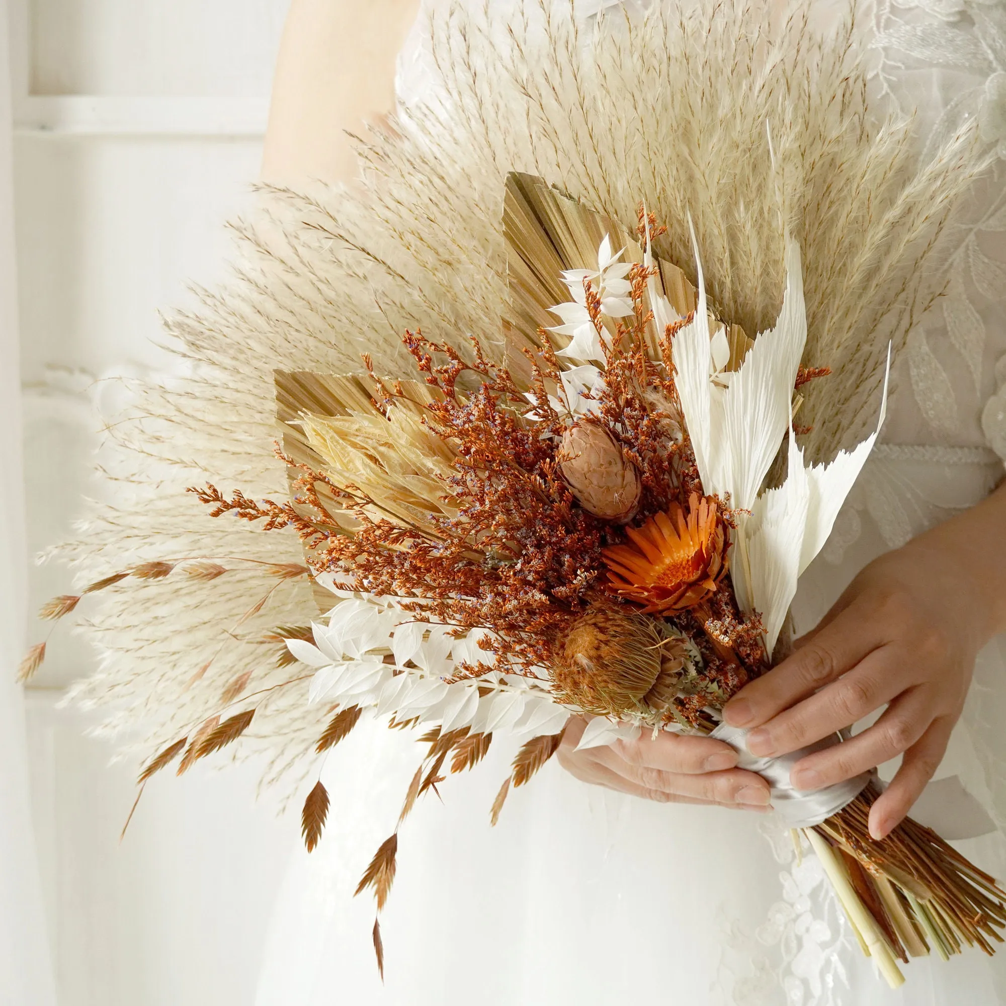 Ramo de flores secas de estilo bohemio, hierba pampas para decoración de eventos de boda, diseño único, gran oferta
