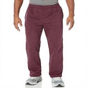 Pantalon de survêtement pour homme à taille élastique, couleur bordeaux, en molleton, coupe décontractée, pour l'entraînement et le jogging - Product Image 1