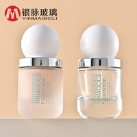 Botol Kaca Foundation Cair Transparan 40ml dengan Bahu Datar dan Bulat, Berlapis Embun, untuk Kosmetik